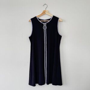 MSK Retro Style Black & White Front Zip Sleeveless/Tank Flare Dress